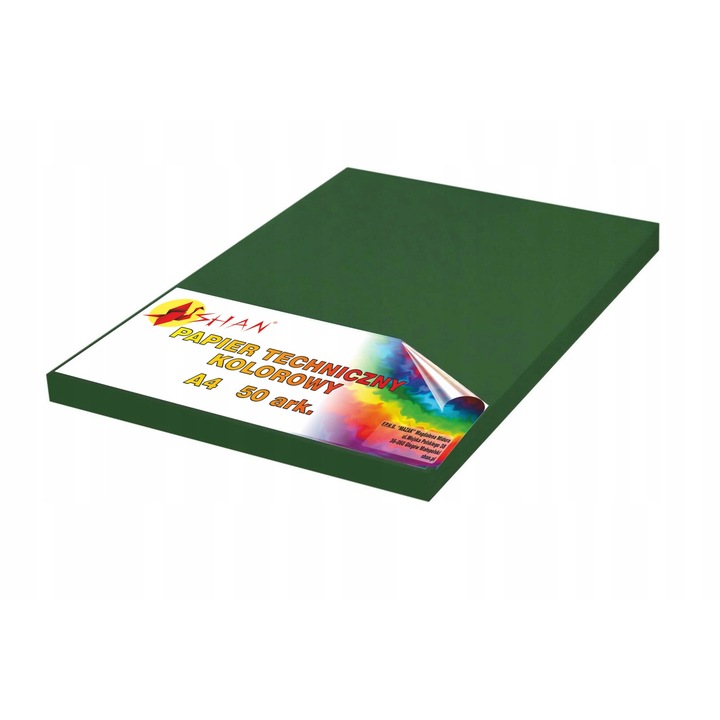 Hartie de lucru manual A4, Shan, 160g, 50 foi, verde, 21x29.7cm