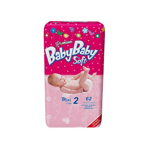 Scutece copii BabyBaby Soft Mini Premium nr. 2, 3-6kg, 62 buc