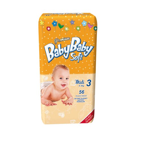 Scutece copii BabyBaby Soft Midi Premium nr. 3, 4-9kg, 56 buc