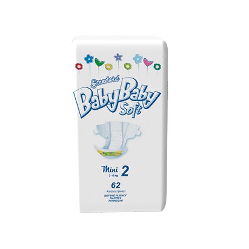 Scutece copii BabyBaby Soft Mini Standard, nr. 2, 3-6 kg, 62 buc