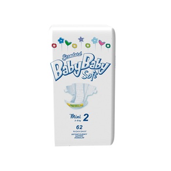 Scutece copii BabyBaby Soft Mini Standard, nr. 2, 3-6 kg, 62 buc Scutece copii BabyBaby Soft Mini Standard, nr. 2, 3-6 kg, 62 buc