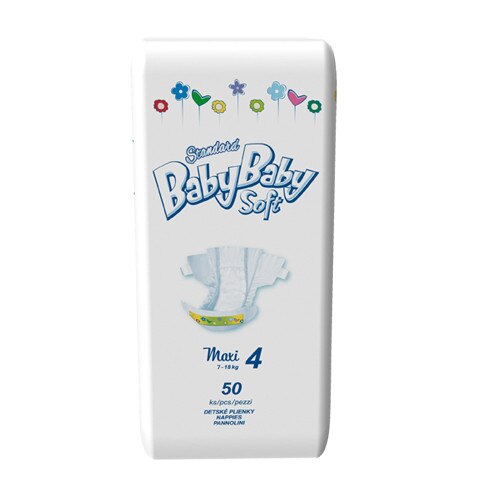 Scutece copii BabyBaby Soft Maxi Standard, nr. 4, 7-18 kg, 50 buc