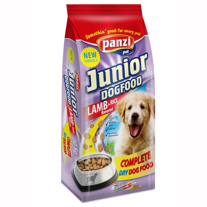 Panzi Regular Junior, száraz kutyaeledel, Bárány és rizs, 10 kg