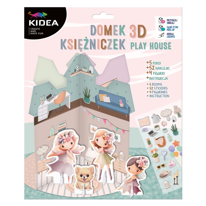 Kidea kreatív készlet, 3D-s ház lányoknak, tarka