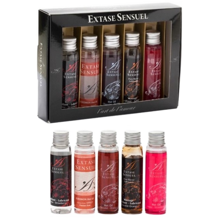 Set Trick or Treat - Inele penis si lubrifianti, EXTASE SENSUAL, arome de capsuni si ciocolata-portocala, 30ml fiecare
