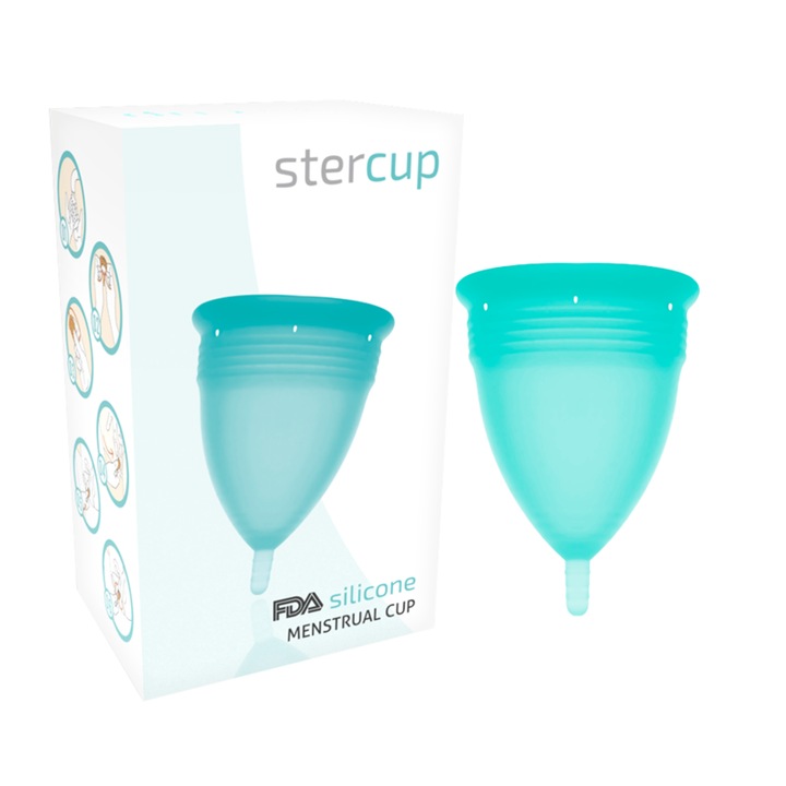 Stercup menstruációs csésze, szilikon, 15 ml, 3,2x4,8 cm, kék