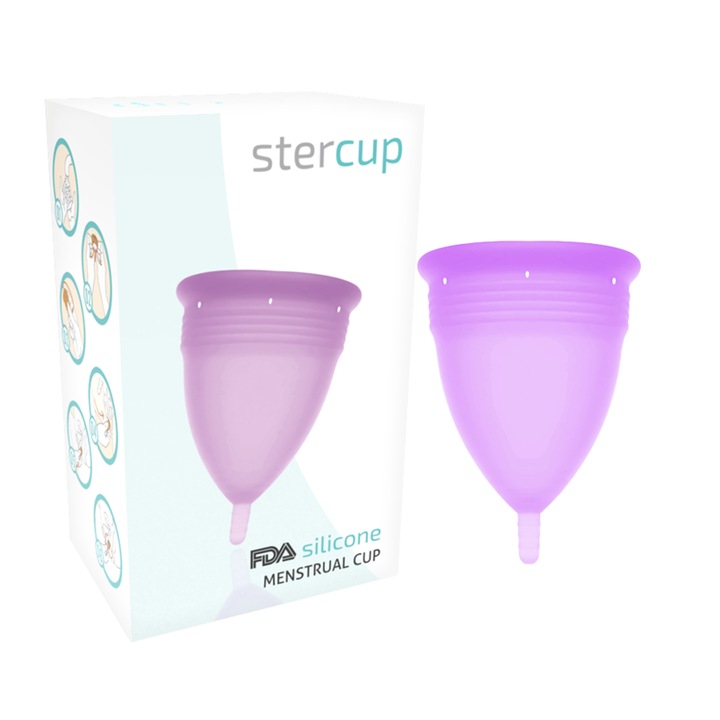 Cupa menstruala STERCUP, silicon FDA, violet, dimensiune S, 15 ml