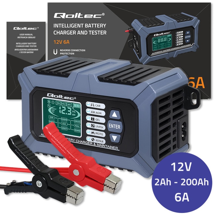 Redresor Auto Inteligent 12V, 5A, Incarcator Baterie Auto Moto, Mentenanta Optimizata, Protectie Avansata, Digital LED, Universal pentru Vehicule