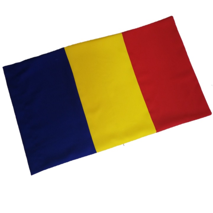 Steag Tricolor Romania, 2 straturi/2 fete, fara cusaturi vizibile, cu fanta pentru suport, multicolor, 150 cm / 70 cm, 240 g/ml
