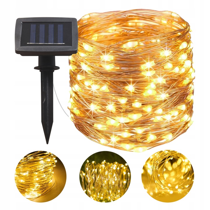 Instalatie solara 200 LED, MasterLED, 2190cm, cablu cupru, lumina calda 3000K, IP44