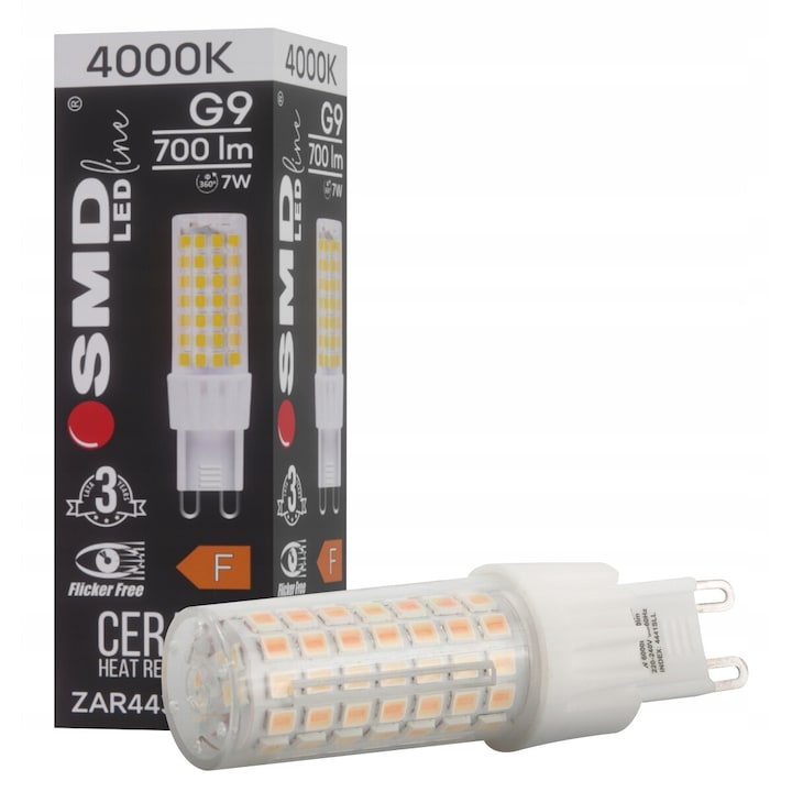 LED izzó G9 SMD LEDline 7W 700lm, semleges fehér, 21x69mm, villogásmentes