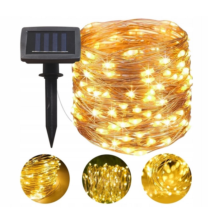 Ghirlanda LED solara, 1W, 25lm, lumina calda (3000K), IP44, Masterled