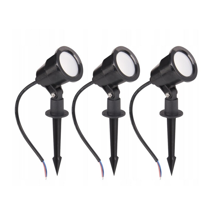 Set 3x Proiectoare LED, MasterLED Sergio 7W, IP65, 4500K, 80x55x220mm, negru