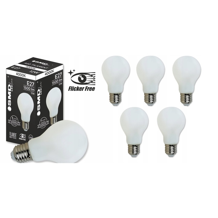 Set 6 Becuri LED E27 SMD LEDline 12W 1500lm, Alb Neutral, O60x110mm