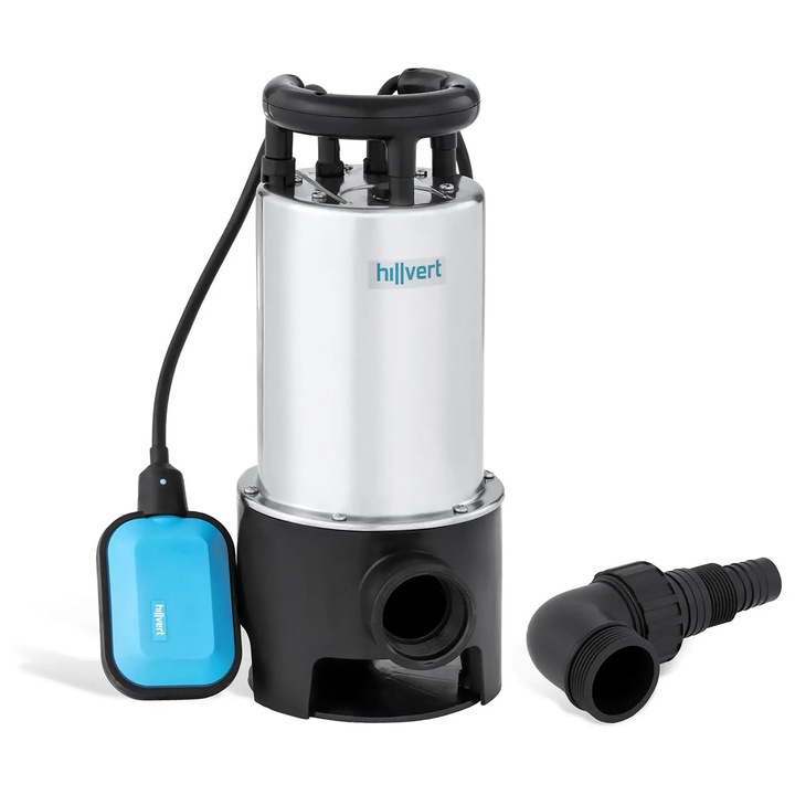 Pompa submersibila Hillvert, 1.100 W, debit maxim 16000 l/h, adancime maxima 7 m, inox, 18,2x14,2x34,5 cm
