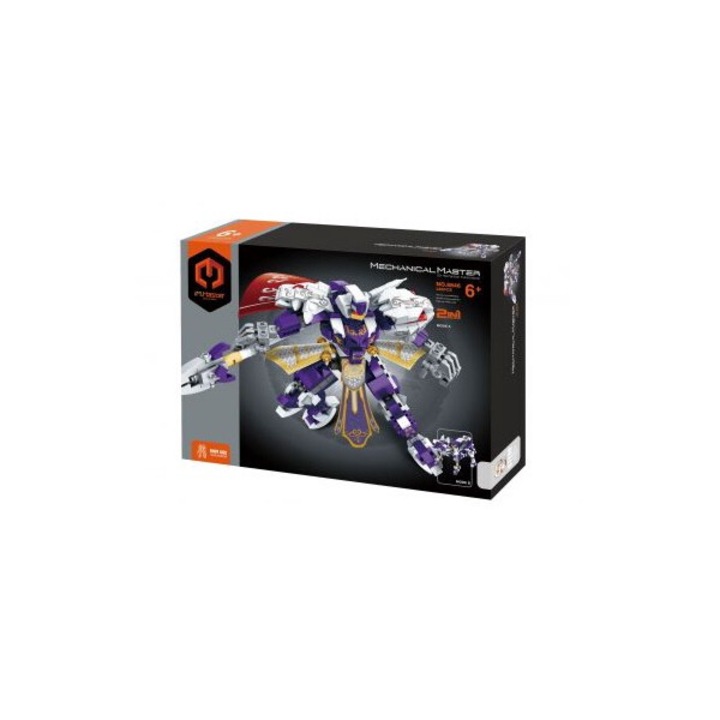 Set de constructie 2 in 1, robot si lup, 340 elemente, mov