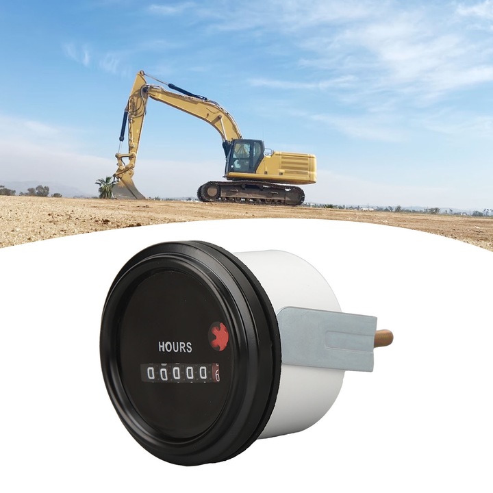 Jormftte üzemóra-mérő, 3035766 modell, ABS és rozsdamentes acél anyagból, 52 mm-es méret, benzinüzemű generátorhoz