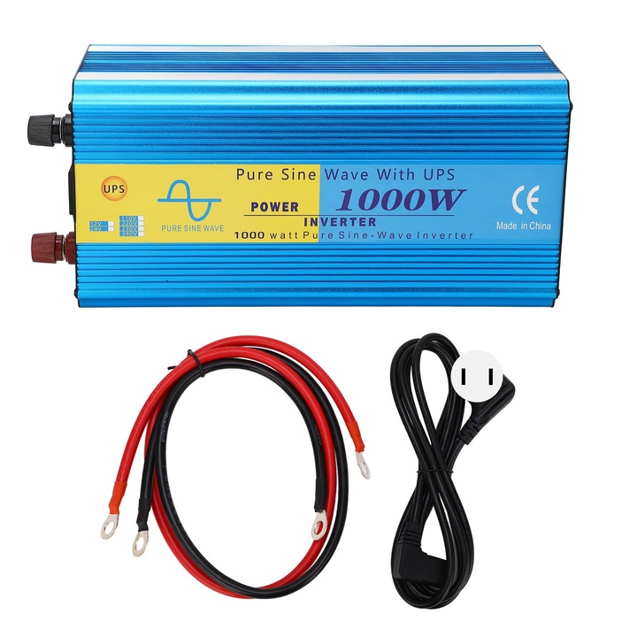 Jormftte 1000W-os autós inverter USB 5V 2.1A-val, 2000W csúcsteljesítménnyel, alumíniumötvözet házzal, LCD kijelzővel