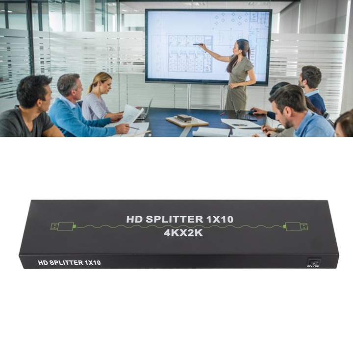 Elosztó HD Multimédia Interfész 1 bemenet 10 kimenet, Jormftte, támogatja a 4K 30Hz-et, 3D, 100-240V