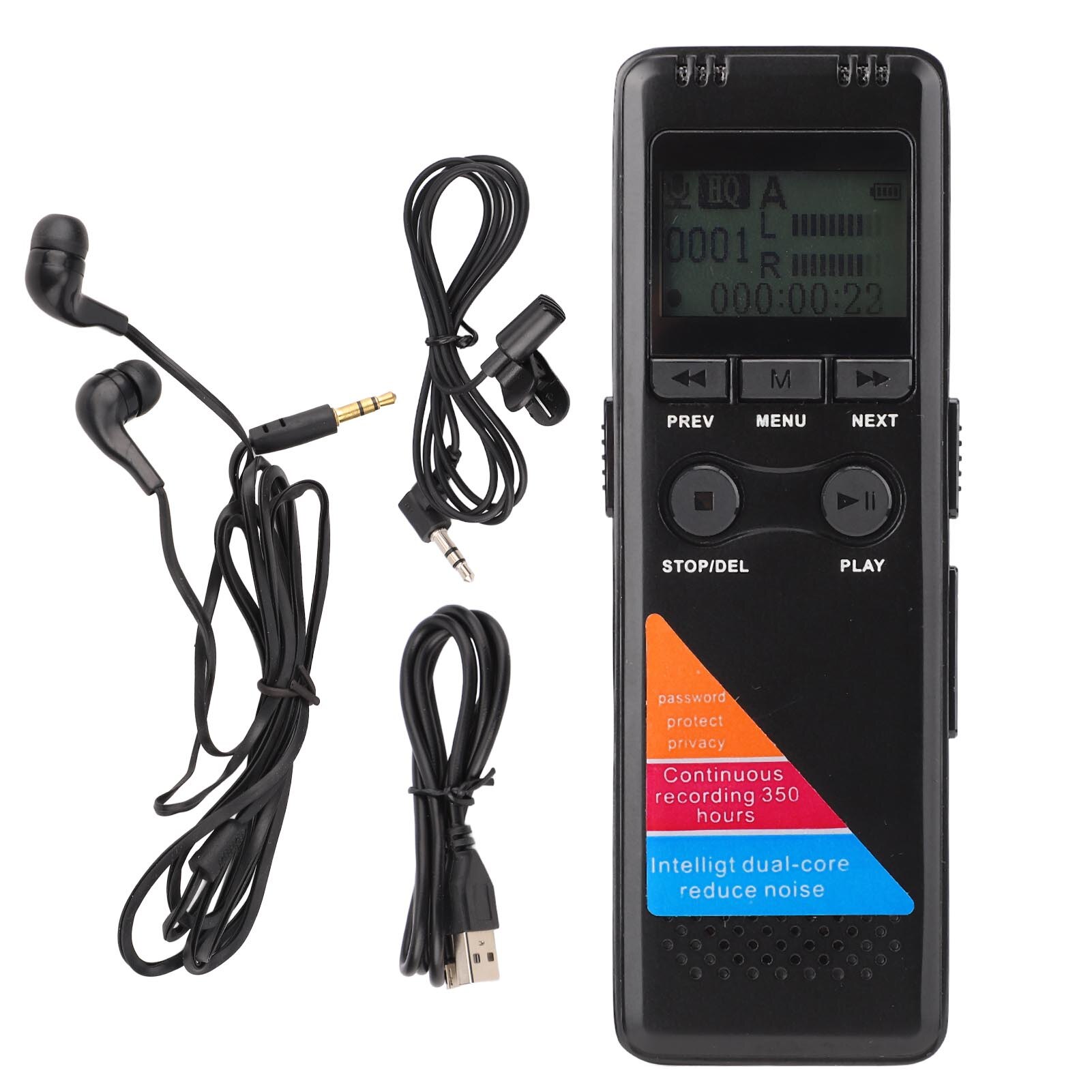 Recorder vocal digital, Mmgoqqt, 32GB, activare vocala, player MP3, negru
