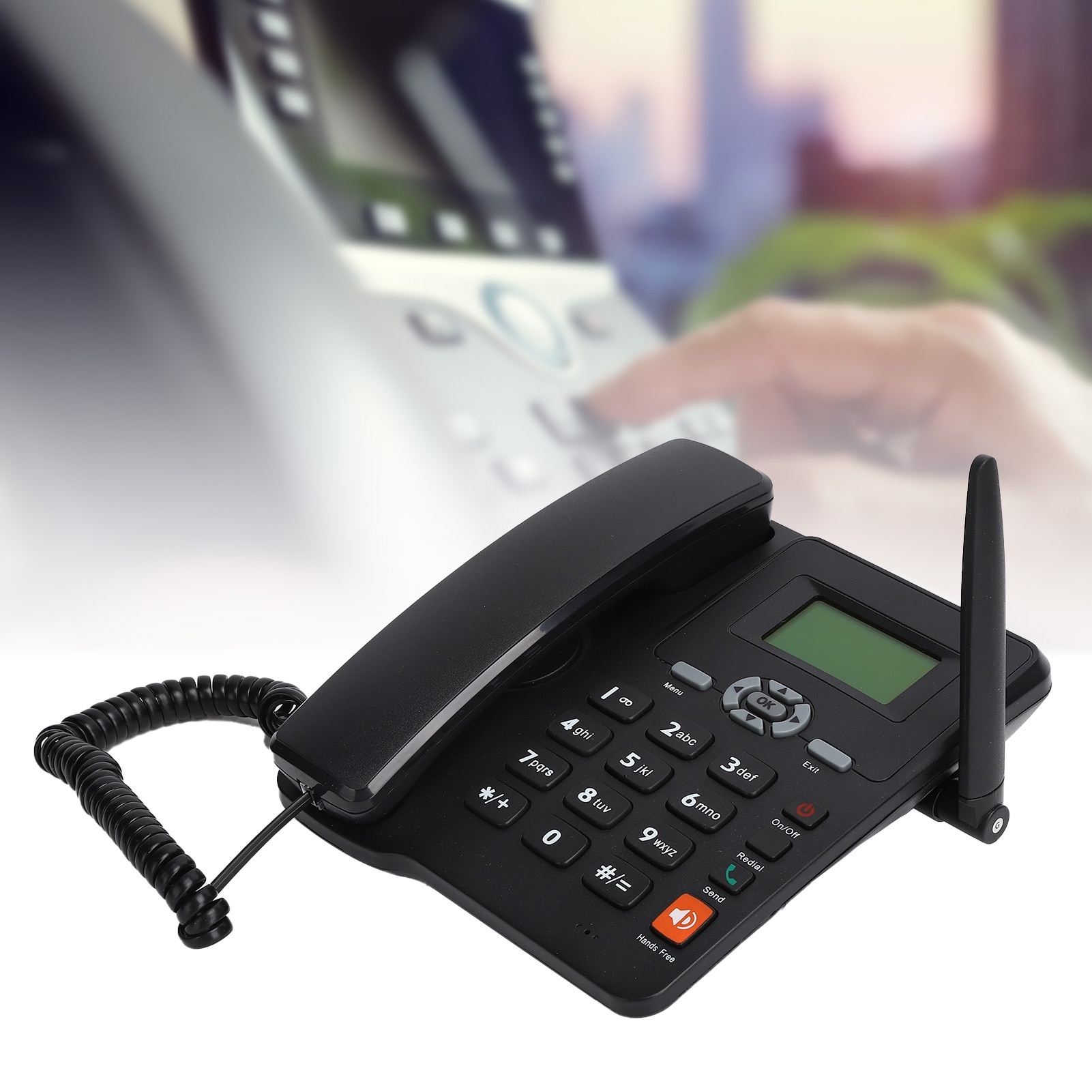 Telefon fix Mmgoqqt GSM cu antena externa, functie redial, suport