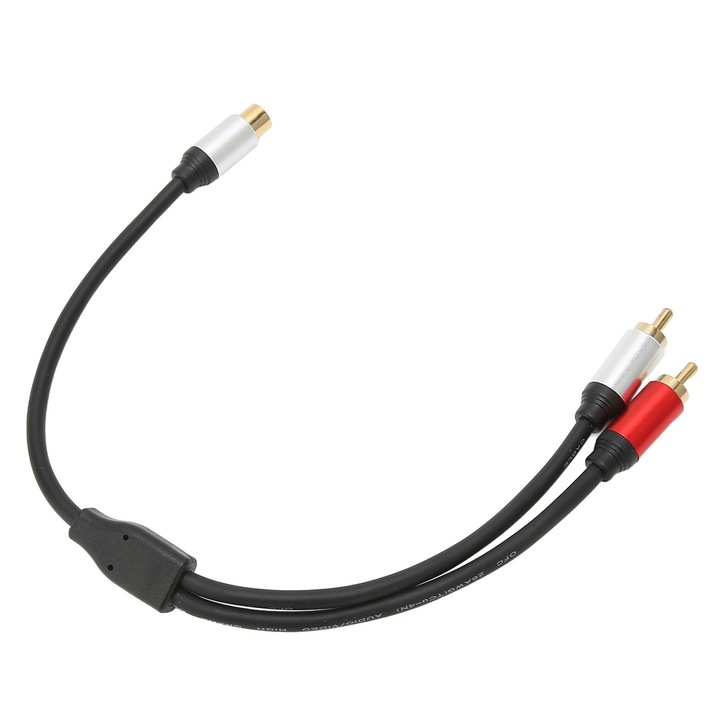 Кабел 1RCA Female към 2RCA Male, Fokelyi, ABS, за телевизор, субуфер, усилвател