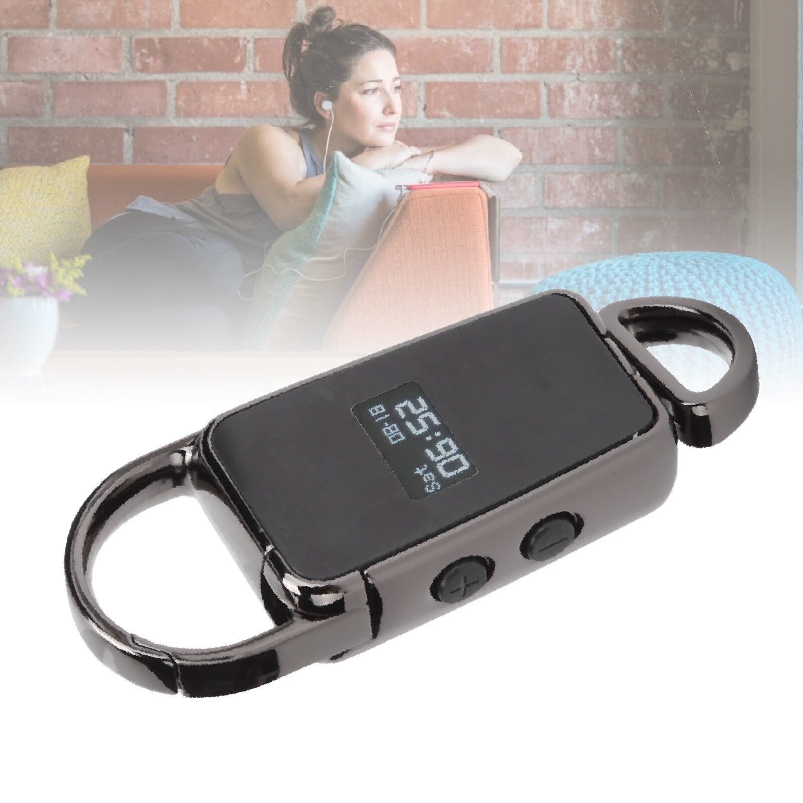 Dispozitiv de inregistrare audio, Mmgoqqt, USB Flash Disk, 8GB, negru, formate MP3/WAV, design mini cu breloc