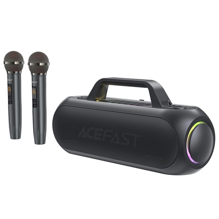 Boxa wireless Acefast K1 cu 2 microfoane, Bluetooth 5.0, 200W, negru, 396x131x174mm