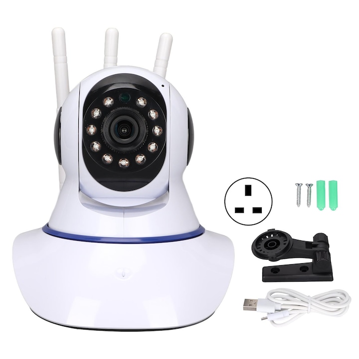 Camera de securitate interioară, Jormftte, 1080P HD, conexiune WiFi, viziune nocturnă, 100-240V