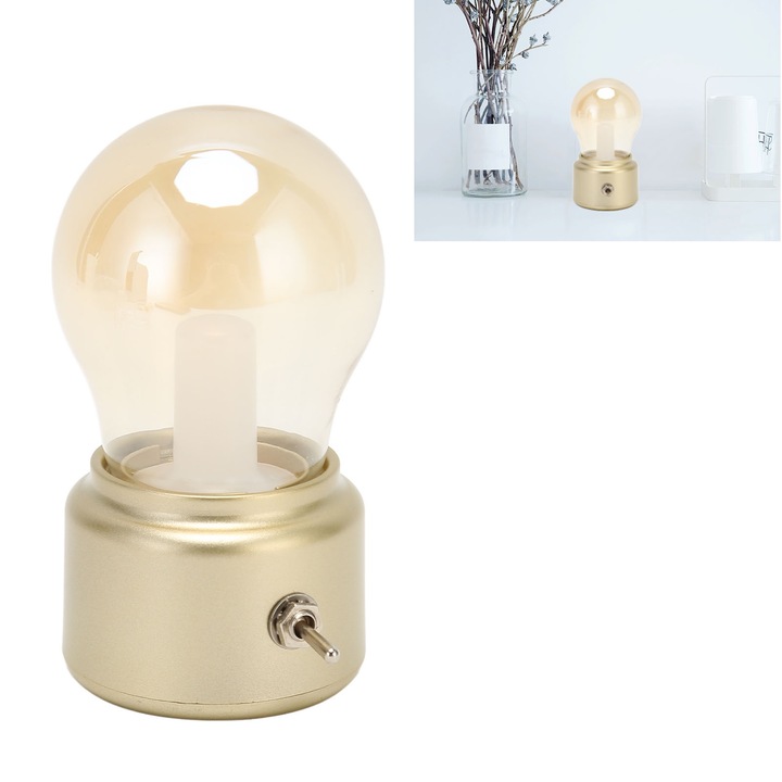 Jormftte asztali lámpa, vintage design, USB töltés, 5V, arany