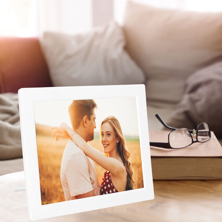 8 hüvelykes digitális falióra, Jormftte, automatikus fényerőszabályozás, 5 ébresztési lehetőség, 8 nyelv támogatása, 100-240V