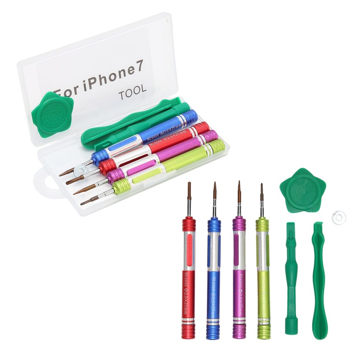 Jormftte mini csavarhúzó készlet, 4 fej, fém, hordozható, tároló dobozzal