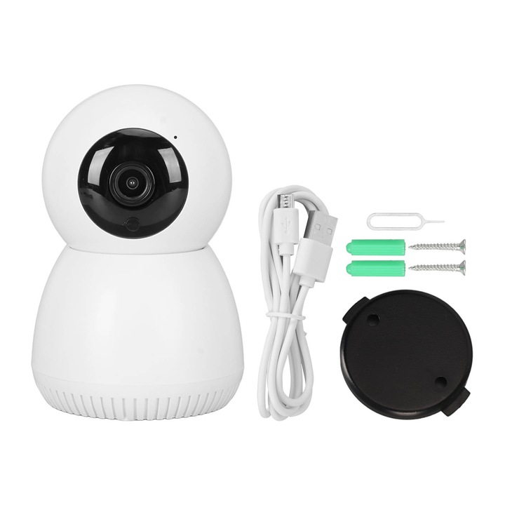 Camera WiFi 1080P 2,4 GHz WiFi 2 Cai Talk Alerta de miscare Optiuni multiple de stocare Camera de securitate pentru interior 110‑240V Priza UE Jormftte