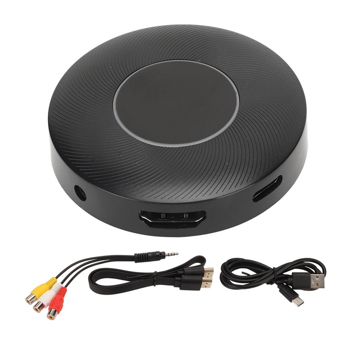 Jormftte vezeték nélküli adapter, WiFi dongle, 4K, kétsávos 2.4GHz és 5GHz, HDMI kimenet, fekete