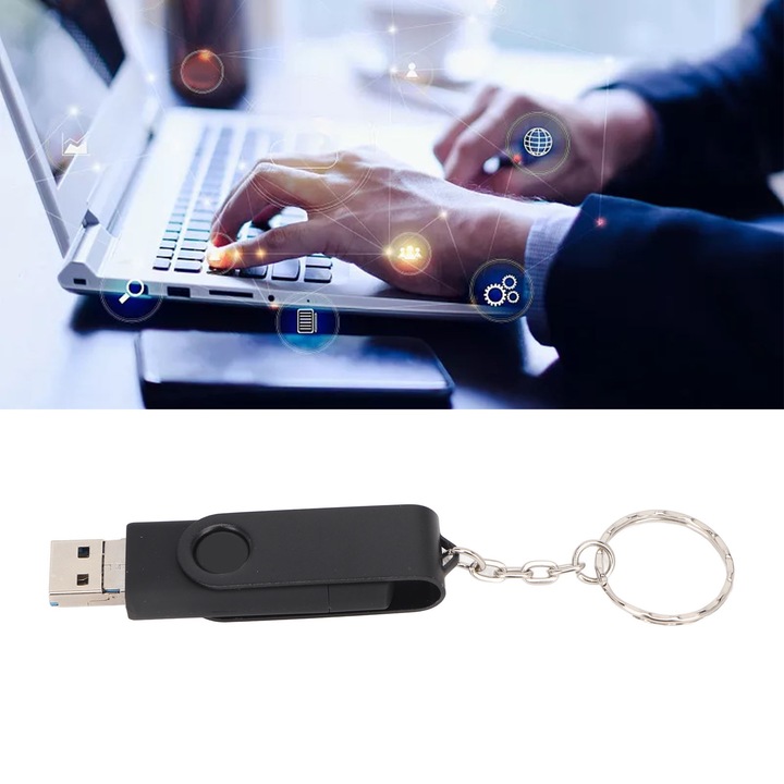 Jormftte USB memória 128GB, 3 az 1-ben, USB 3.0, C típusú, Micro USB, vízálló