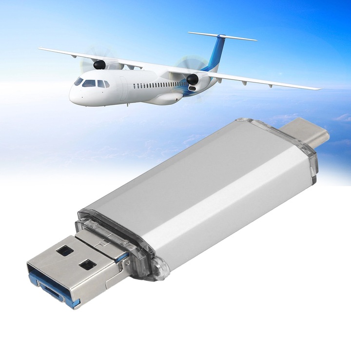 Jormftte 3 az 1-ben USB flash meghajtó, 64 GB, ezüst, mobiltelefonokhoz és számítógépekhez