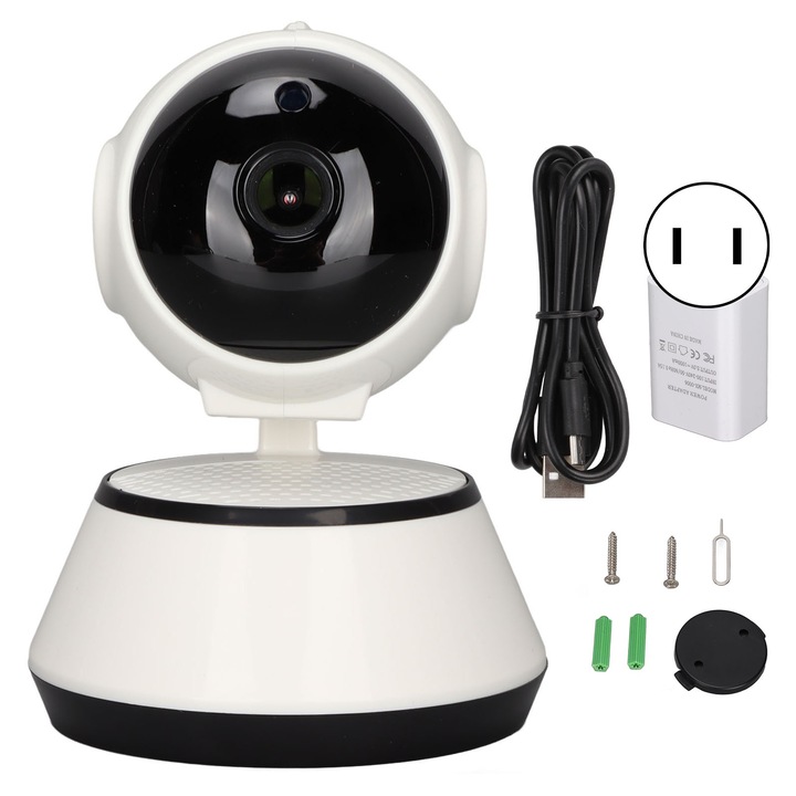 Camera de supraveghere wireless Jormftte, 2MP, 1920x1080, interfon vocal, alb