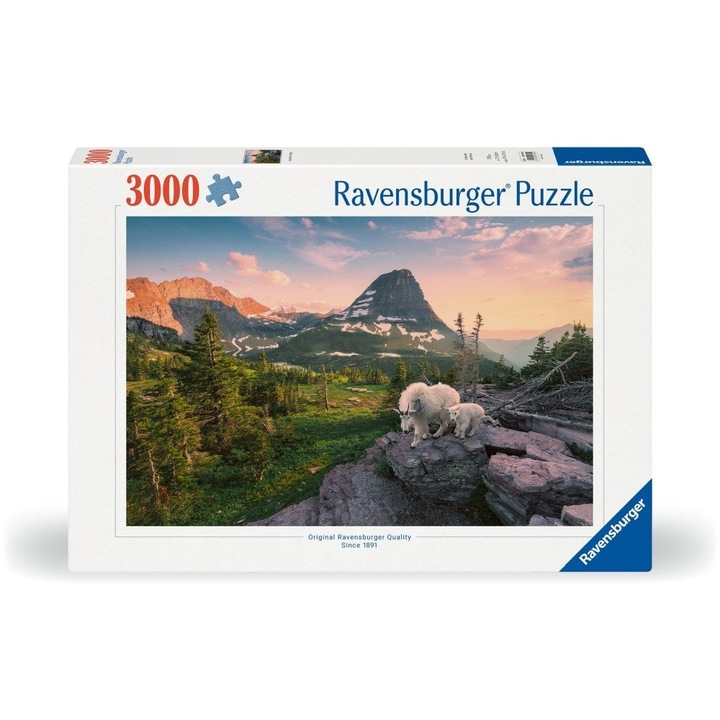 Ravensburger 3000 db-os puzzle - Hegyi kecske a kicsinyével (12000809)