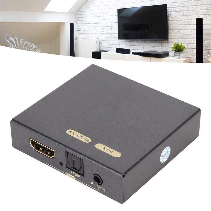 Jormftte HD multimédiás interfész hangkivonó, 4K 60Hz, 5.1 csatornás, 100-240V, alumínium