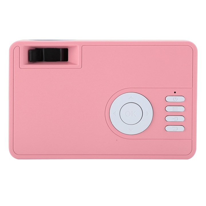 Jormftte Mini Hordozható Videoprojektor, 320x240p, 1800 lx, Fehér/Rózsaszín, 100-240V