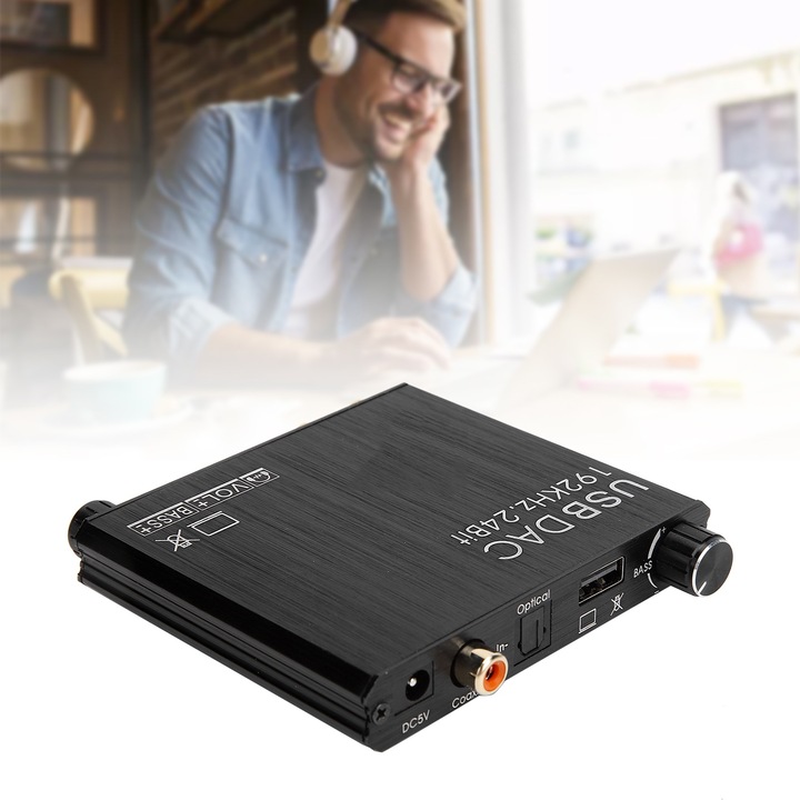 Konverter DAC Jormftte, fém, 32-192 KHz, 3.5mm, RCA