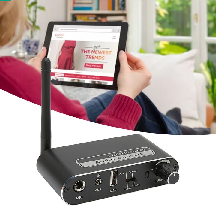 Bluetooth 5.1 digitális HiFi sztereó erősítő analóg-digitális átalakító mikrofonnal otthoni hangszórórendszerekhez