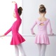 Costum pentru dans/gimnastica Mixbo, body cu fustita, maneca lunga, bumbac, roz, 160 cm, 9-11 ani