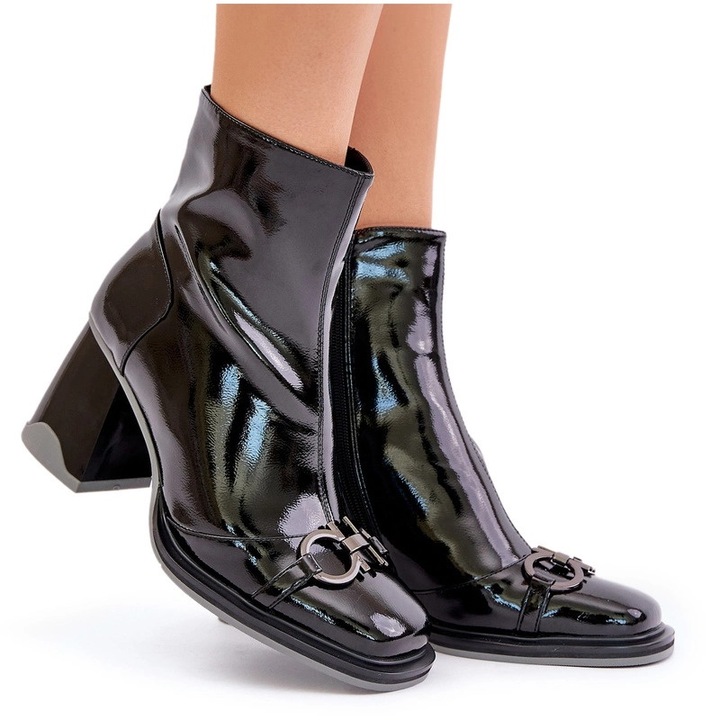 Botine dama, S.BARSKI, MR880-021, toc, negru, piele ecologica