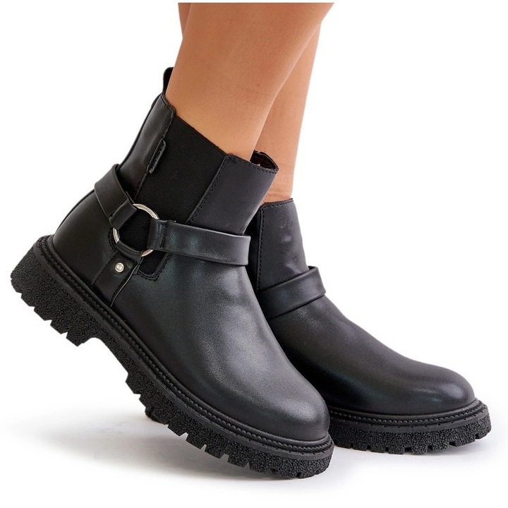 Ghete dama, BIG STAR, Cizme Chelsea, piele ecologica, negru