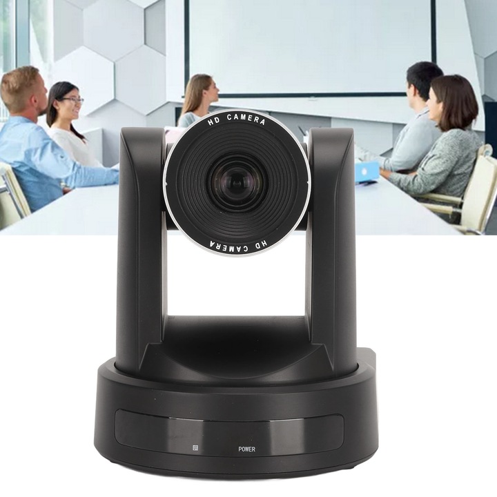 Видеоконферентна камера Longziming, 10x оптично увеличение, 2.4G безжично предаване, 120° широкоъгълен обхват, възможност за стенен монтаж