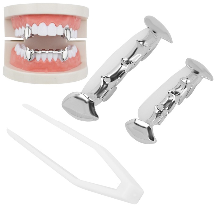 Jormftte Hip Hop műfogsor készlet, teljes tartozékokkal, réz, újrafelhasználható, Halloweenre