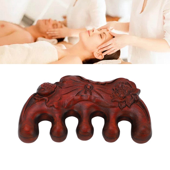 Jormftte fa masszázsfésű, 5 fogú, kerek design, fejbőrre, stresszcsökkentésre