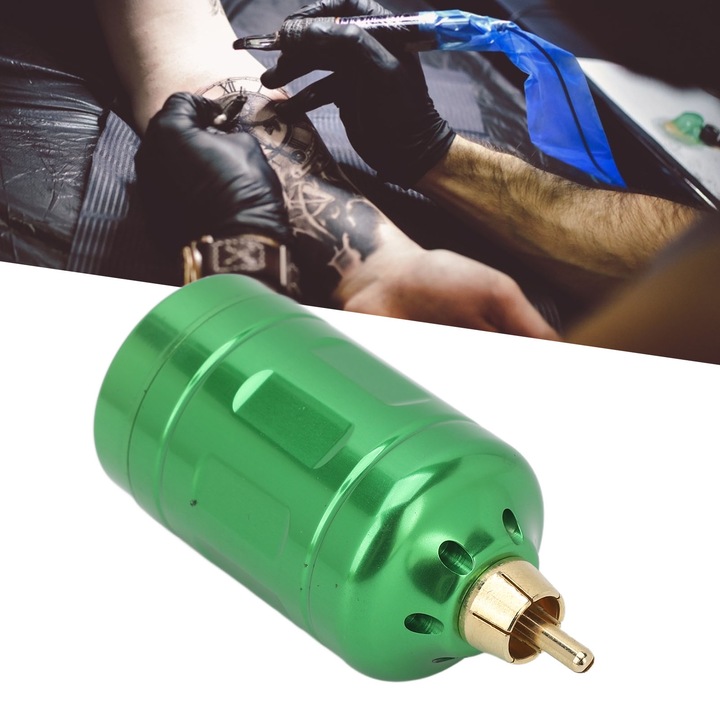 2000 mAh vezeték nélküli tetoválógép tápegység digitális LCD kijelzővel, újratölthető 4-12V állítható RCA tetováló akkumulátor zöld