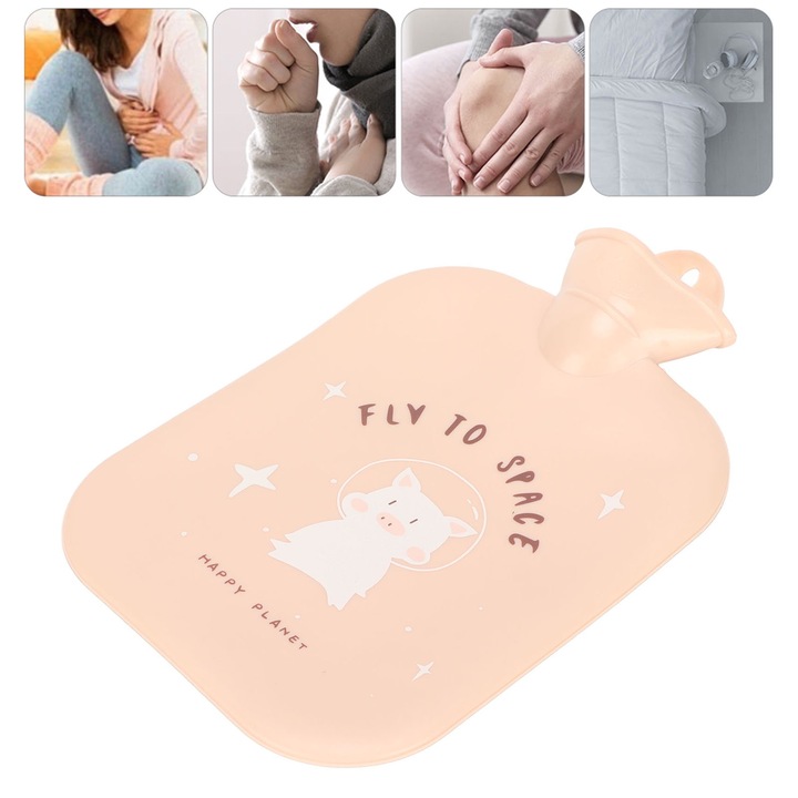 Jormftte testmelegítő, 1300ml, PVC, gyümölcs forma, 26x17.5cm, rózsaszín